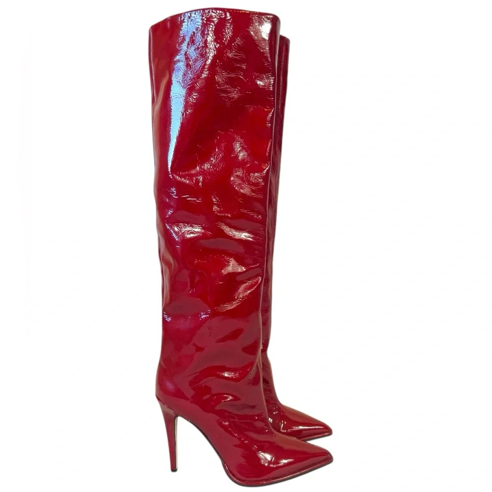 Tamara Mellon Trinity Patent Red Knee High Boots